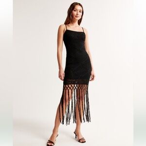 Abercrombie & Fitch Crochet-Style Fringe Mini Dress